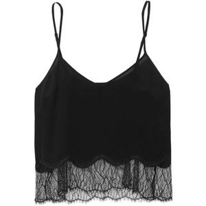 WILFRED SILK TANK - black with lace detailing